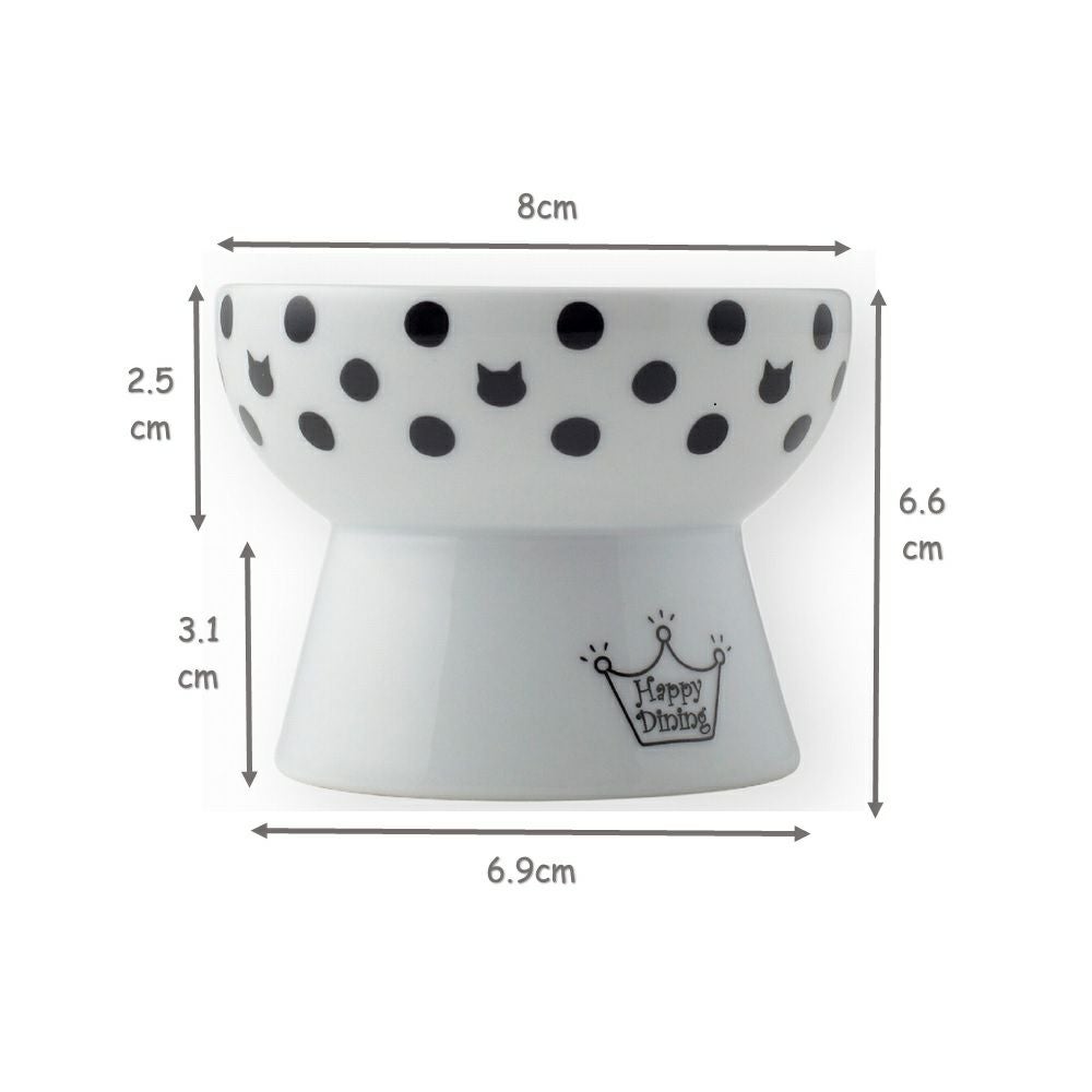 猫壱 ハッピーダイニング 猫用 脚付フードボウル 水玉 プチサイズ