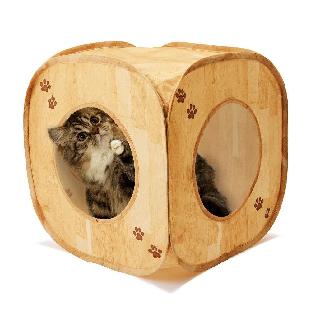 猫壱 キャットプレイキューブ 木目 | P2 ONLINE STORE