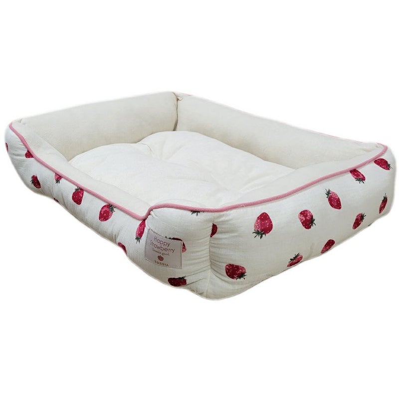 小泉ライフテックス いちごプリントダブルガーゼベッド アイボリーM