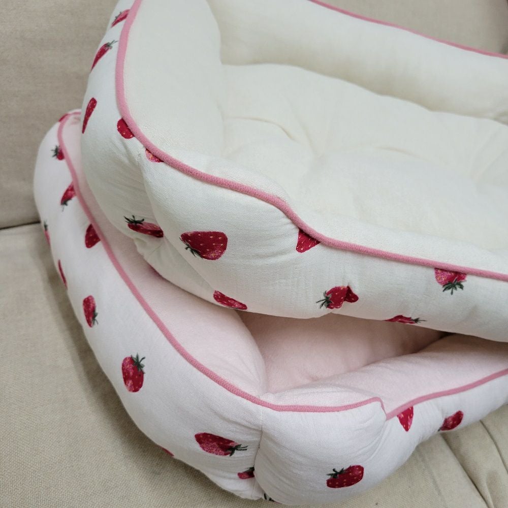 小泉ライフテックス いちごプリントダブルガーゼベッド アイボリーM