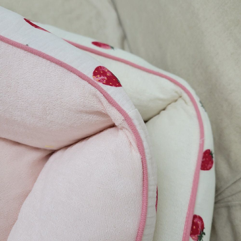 小泉ライフテックス いちごプリントダブルガーゼベッド アイボリーM